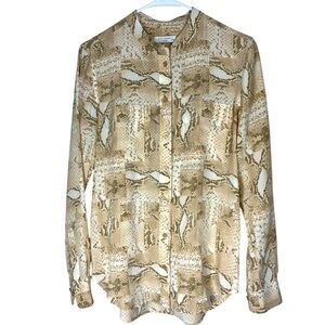 Equipment Snakeskin Print Silk Button Down Shirt Sz XS Business Professional